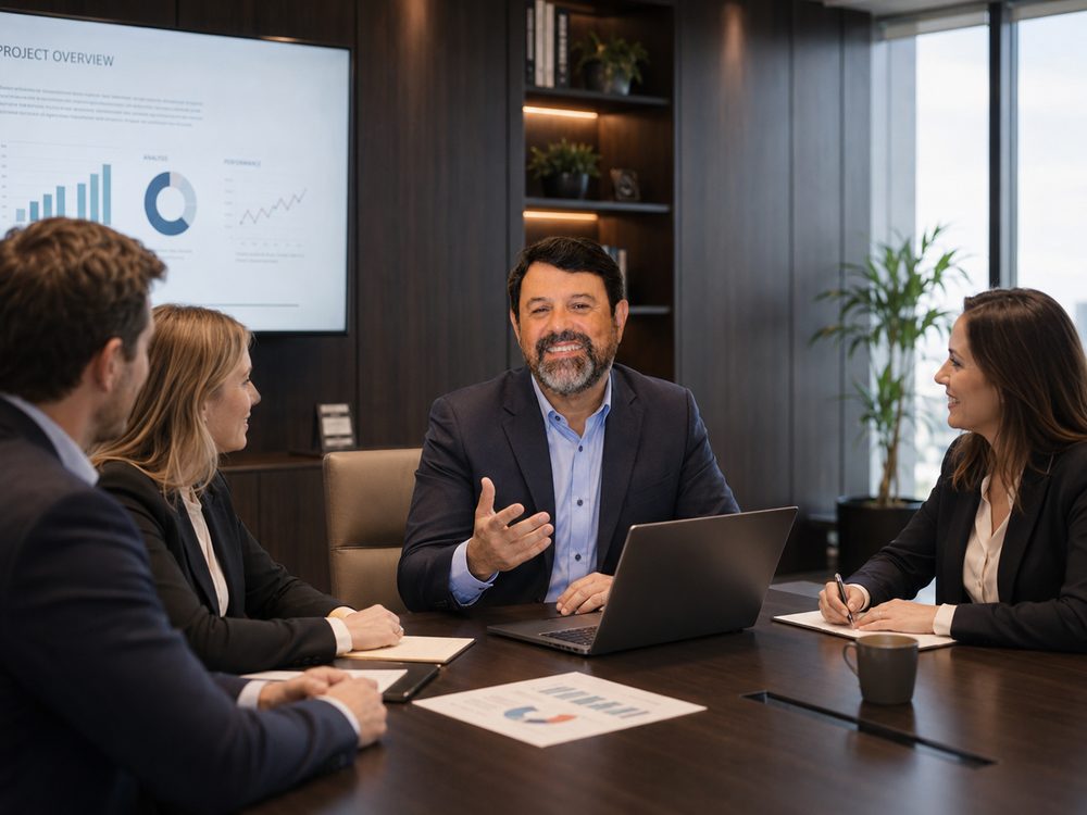 Alexandre Fernandes in a strategy meeting with ACAF clients